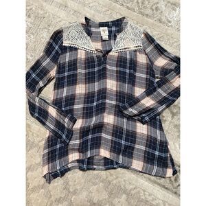 Self Esteem Pink/Navy Medium Long Sleeve Tunic
